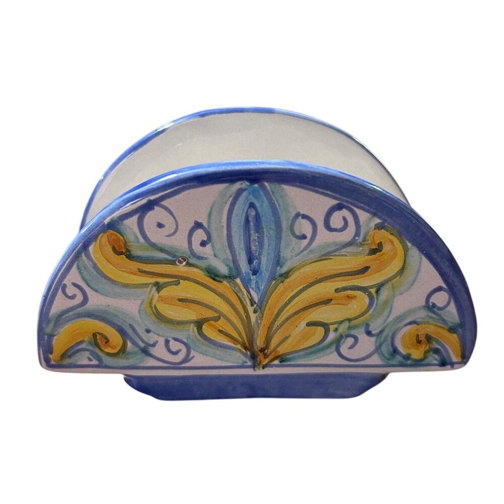 Half Moon Napkin holder Sicilian Ceramic Acanto Plant Baroque Style